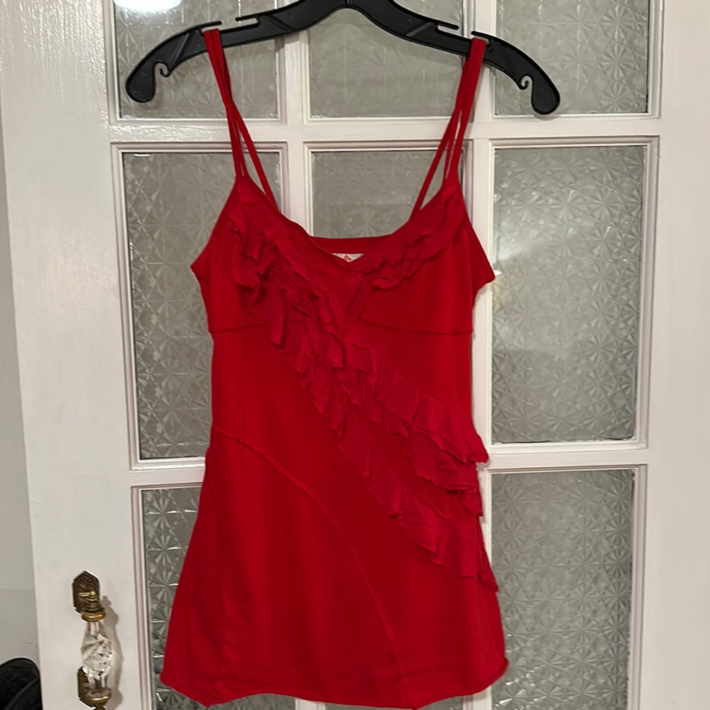 Free People Red Ruffle Tank Top Size S
